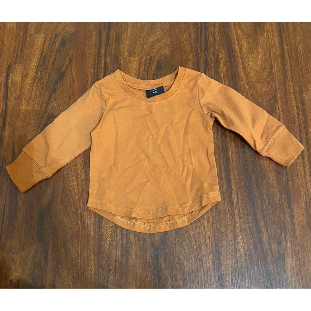 NWT Little Bipsy Long Sleeve Tee Orange Baby Boys 0-3 Months Cotton Shirt
